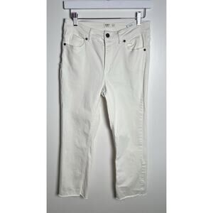 OAT New York Size 4/27 Raw Hem Straight Leg Stretch Jean Off White Ankle Jeans